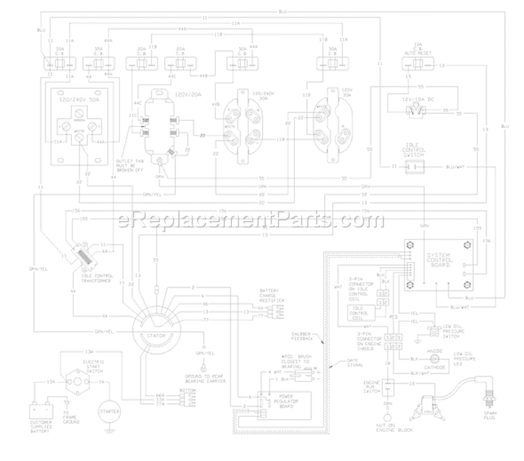 Page K Diagram and Parts List for 1020-1  Briggs and Stratton Generator